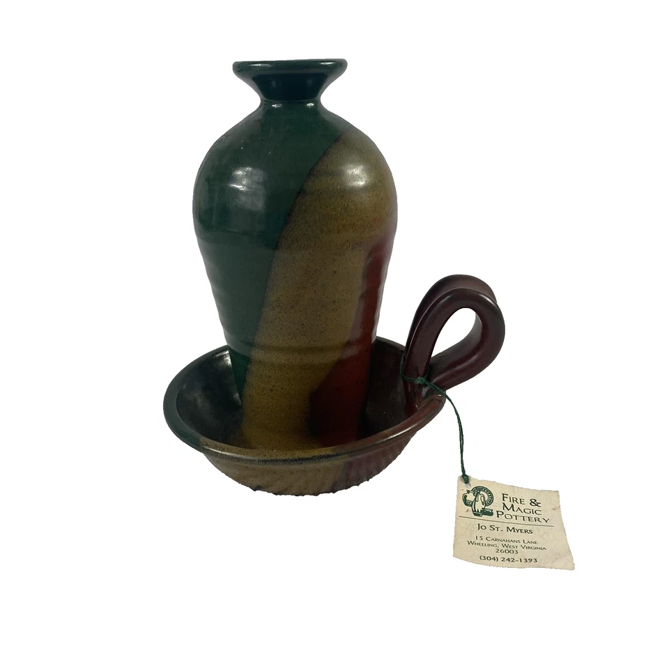 Lámpara de aceite Fire & Magic Pottery St. Myers hecha a mano estudio gres arte Foto 1 de 4