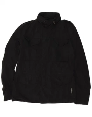 CALVIN KLEIN JEANS Mens Hooded Military Jacket UK 38 Medium Black DK06 - Image 1 of 4