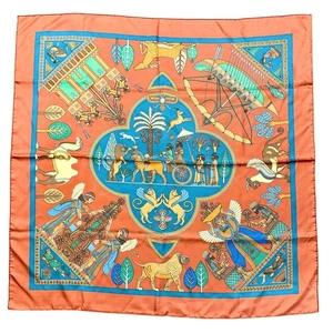 Auténtica Bufanda HERMES Carre 90 PERSEPOLIS Seda 100% Naranja Multicolor - Imagen 1 de 14