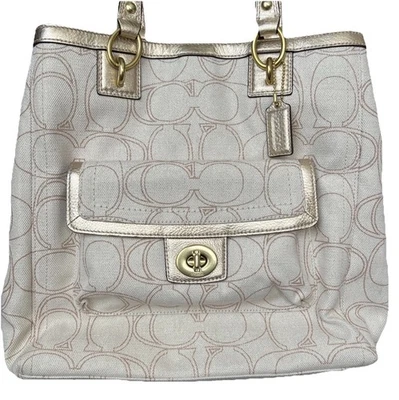 BOLSO DE HOMBRO NUEVO CARD COACH FIRMA PENELOPE 3 COMPARTIMENTOS DORADO F19266 Foto 1 de 4