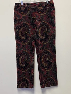 Jones New York Country Velvet Paisley Pants Stretch Boho Y2K—Women’s 16 - Image 1 of 4