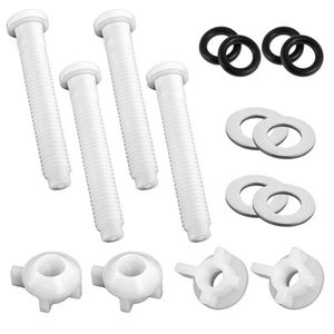 4PCS Toilet Seat Screws Kit Universal Toilet Seat Bolts White Plastic Toilet ... - Picture 1 of 7