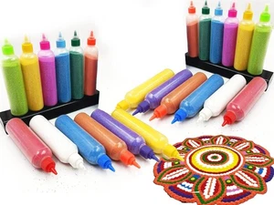 Rangoli Colour Powder Tube Kit Diwali Decoration Items Bottles Tool Floor Art - Picture 1 of 5