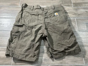 Carhartt pantaloncino uomo B147 LBR 36 marrone tela falegname utility vestibilità originale - Foto 1 di 4