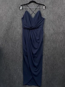 Forever New Charlotte Womens 10 Drape Maxi Dress Navy Lined Cross Over Front - Picture 1 of 11