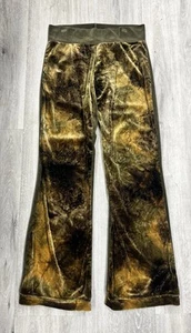 Vintage 90s Y2K Nilla Shields Brown Green Ombre Velour Flare Pants Size Small - Picture 1 of 6