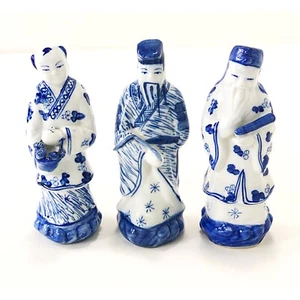 3-Asian Ceramic Porcelin Figurines Hand Painted - Picture 1 of 4