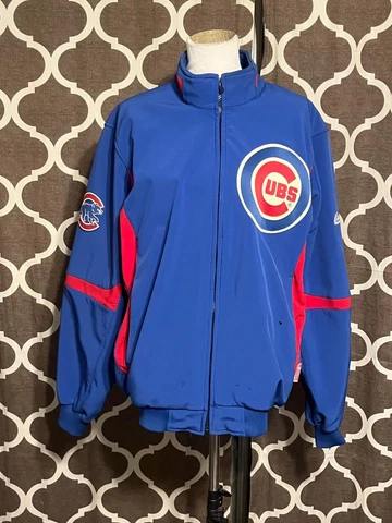 MLB Chicago Cubs Majestic Zip Up Fleece Lined Jacket Coat Men’s Size Large Cover
