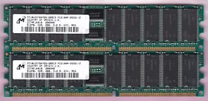 1GB 2x512MB PC2100R DDR-266 MICRON ECC REG MT18VDDT6472G-265C3 Ram Memory Kit - Picture 1 of 2