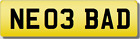 NE NEO  BADBOY Private Personalised CHERISHED Registration Number Plate