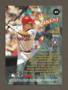 1998 Topps Mystery Finest Juan Gonzalez #M13 Rangers UNPEELED ERROR FAST SHIP - Picture 1 of 2