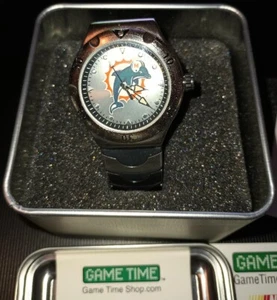 Game Time Miami Dolphins Stainless Steel Watch in Collectors Tin - Picture 1 of 2