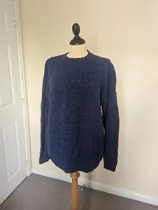 ANTARTEX 100% Pure Wool Jumper Navy Blue Pit To Pit 22.5" Size L Large - Picture 1 of 8