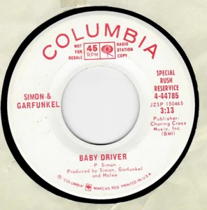 45RPM, SIMON & GARFUNKEL ' BABY DRIVER / SAME;; EXC. PROMO ' ROCK - Picture 1 of 2
