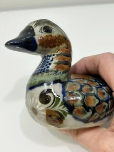 Mexican Tonala Pottery Duck Mexico Folk Art 5” Beautiful Hand Painted Vintage - Picture 1 of 11