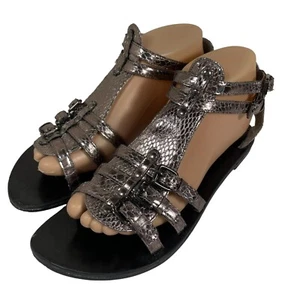 IMPO Isis Sandals Women's Size 8M Metallic Flat Strappy Gladiator Ankle Strap - Picture 1 of 12