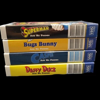 *NEW* 4x Cartoon Classics VHS Tapes Bug's Bunny Casper Daffy Duck,Superman - Image 1 of 4