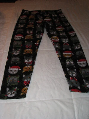 Cute Christmas Kitty Cats Leggings/PJ Bottoms/Pants Size XL Jr. - Image 1 of 4