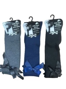 3,6,12 PARES NIÑAS ALGODÓN LISO HASTA LA RODILLA REGRESO A LA ESCUELA NIÑOS CALCETINES LARGOS LAZO - Imagen 1 de 4