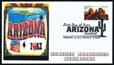USA, SCOTT # 4627, USA CACHETS FDC COVER - ARIZONA STATEHOOD, YEAR 2012 - Image 1 of 2