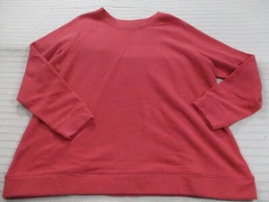 D&Co Womens Shirt 1X Red Long Sleeve Crew Neck Stretch Cotton Blend - Picture 1 of 11