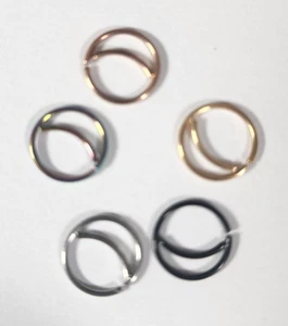 5 Double Layered Nostril Nose rings 9mm Each is different color. - Picture 1 of 4