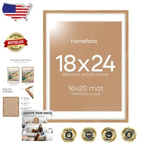 Crystal Clear 18x24 Oak Photo Frame with Tempered Glass for Brilliant Display - Picture 1 of 11
