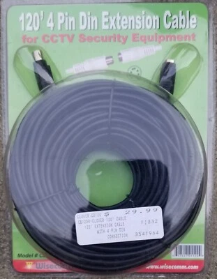 2 Defender DF10W 60ft (120 Total) Security Camera Extension Cable Wire 4 Pin DIN - Image 1 of 2