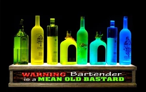 24" LED Lighted liquor bottle display / shot glass display MEAN BARTENDER SIGN - Picture 1 of 1