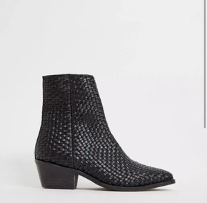 ASOS DESIGN Austin leather woven boots Womens Size US 10 UK 8 - Picture 1 of 4