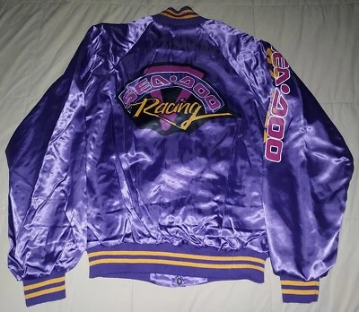 VTG 80s SEA-DOO RACING SATIN STYLE BOMBER JACKET MEN MEDIUM SNAP 70s JET SKI USA - Image 1 of 4