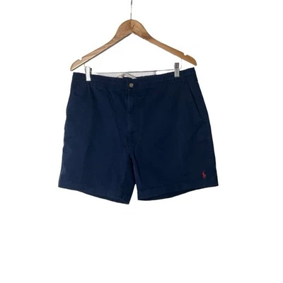 Polo Ralph Lauren Hombres Azul Marino Prepster Clásico Sarga Pantalones Cortos Rojo Poni Logo L Foto 1 de 4