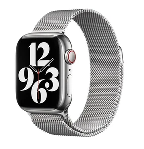 Apple Watch Band 45mm Stainless Steel Silver Milanese Loop for 45/44/42mm Watch - Zdjęcie 1 z 3