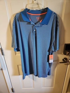Foundry Supply Co Polo Shirt Mens 4XL Blue White Stripe Short Sleeve - Picture 1 of 13