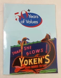 Vintage 1997 Yoken's Restaurant Menu Thar She Blows 50 Year Anniversary RARE 925 - Bild 1 von 12