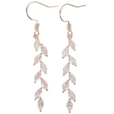  1 paio di orecchini da donna orecchini pendenti da sposa orecchini con zirconi - Immagine 1 di 4