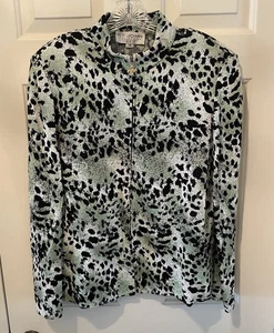 Vintage St. John Collection by Marie grau-grün schwarz Leopardenmuster Jacke Gr. 14 - Bild 1 von 12
