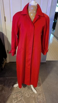 Gabardina de mujer de colección Misty Harbor, mezcla de algodón rojo forrada, talla 6 reg Foto 1 de 4