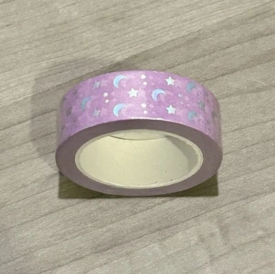 Новый Sweet Kawaii дизайн фиолетовый Луна и звезды washi ленты рулон 15 мм - Изображение 1 из 2