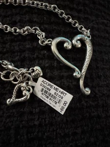 Brighton Heart Necklace.  Silver Tone With Etchings. 18”  Pendant 1.5” - Picture 1 of 5
