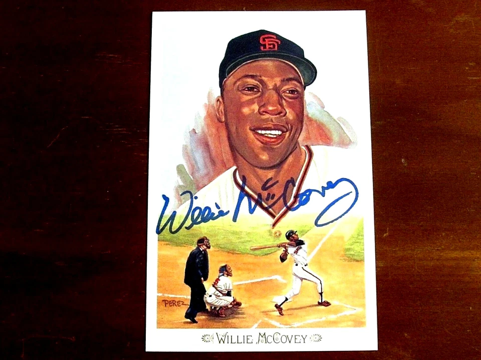WILLIE MCCOVEY SF GIANTS HOF SIGNED AUTO VINTAGE 1989 PEREZ STEELE L/E CARD JSA  - Image 1 of 4
