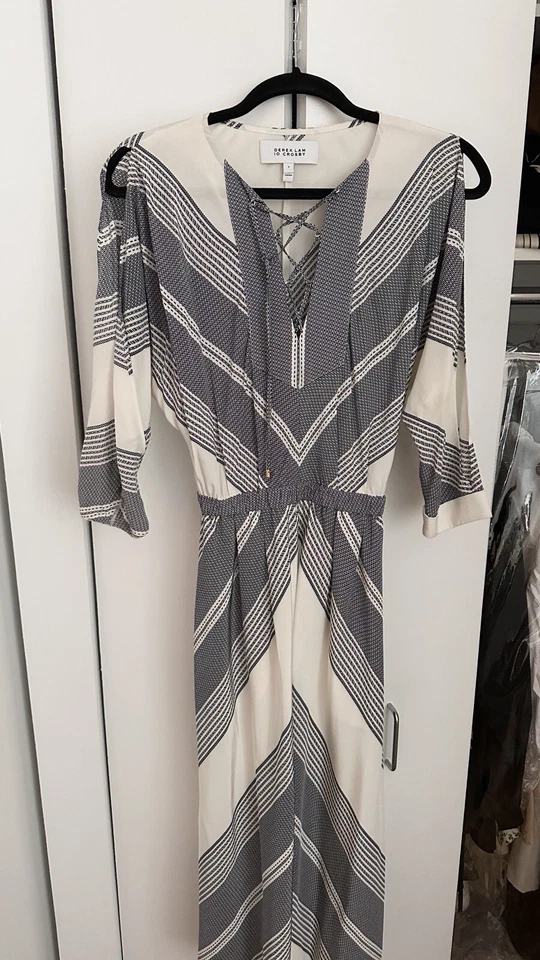 derek lam 10 crosby dress Size 0 White Blue Long Sleeve - Image 1 of 3