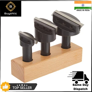 3pc Fly Cutter Set 1/2" Shank, HSS Bits, with Wooden Stand - Foto 1 di 5