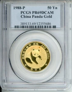 1988-P 50Y 50 YUAN G50Y  TONED PROOF GOLD PANDA 1/2 Oz. PCGS PR69 PF69 CHINA - Picture 1 of 2