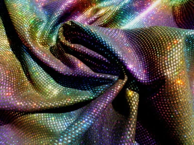 Pigskin leather hide Flashing Glitter Metallic Rainbow Waves Pattern 1.5oz - Image 1 of 4