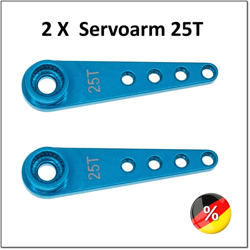 2 X RC Servoarm Servohorn Crank 25T Servohebel Alu 25 Zähne CNC MKS Futuba Savöx - Bild 1 von 3