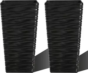 2-Pack 22'' Tapered Planter - Plastic Square Plant Pots - Tall Large Tree Pla... - Picture 1 of 1