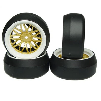 NEW Yeah Racing Spec D LS Wheel Offset +6 WHT Gold w/Tire 4 1/10 FREE US SHIP - Image 1 of 3