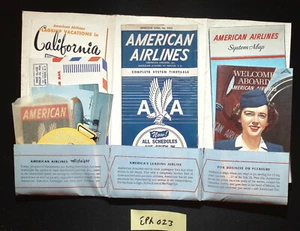 1953 American Airlines Flight Folder 9+ pcs: Welcome Aboard, Route Map, Ephemera - Picture 1 of 17