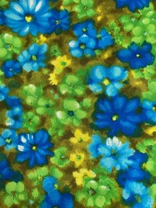 500363 - grün und blau Blumenmuster - 44" breit x 44" lang - Bild 1 von 2
